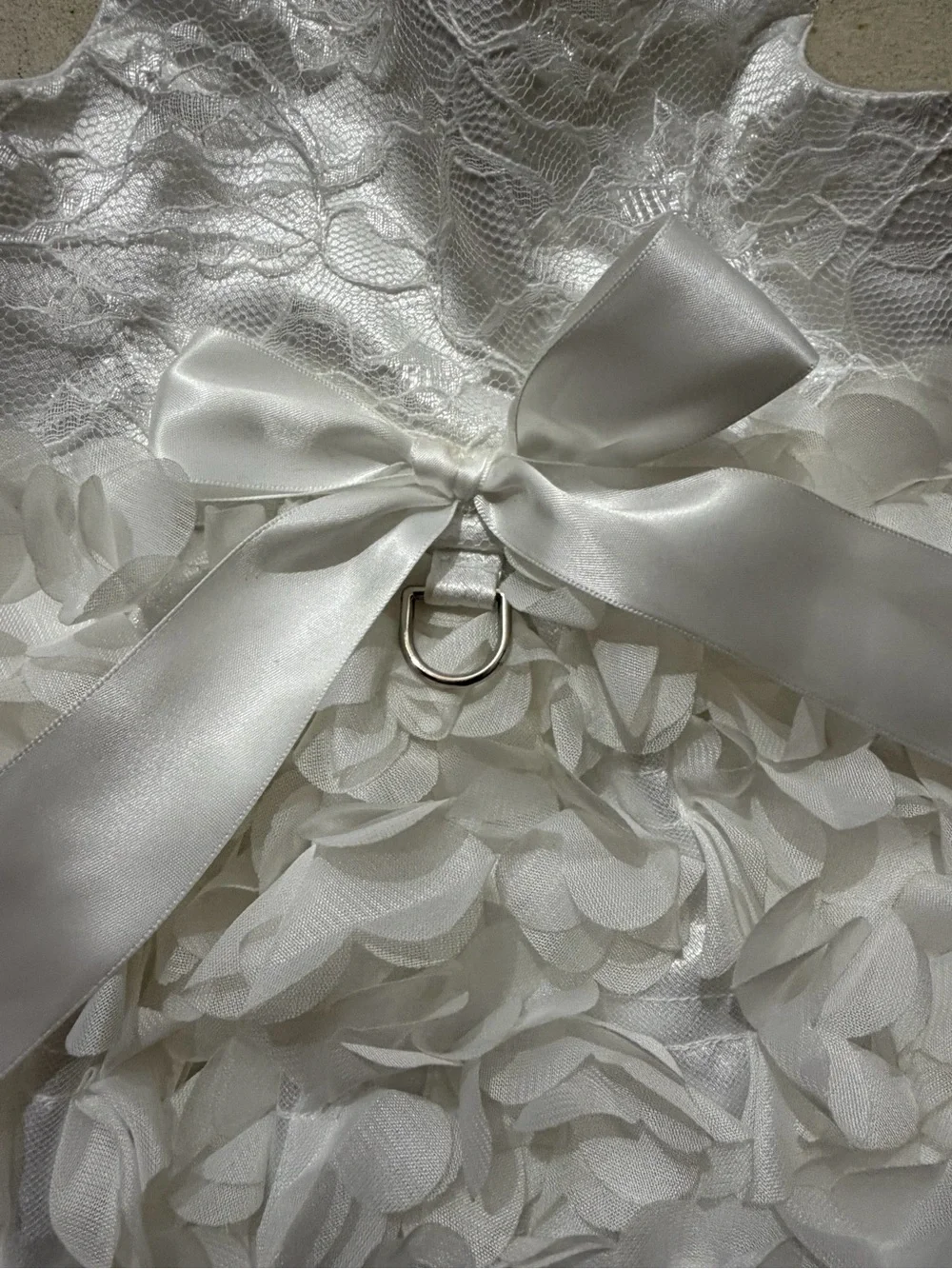 White Floral Petal Satin Bow dress for dog
